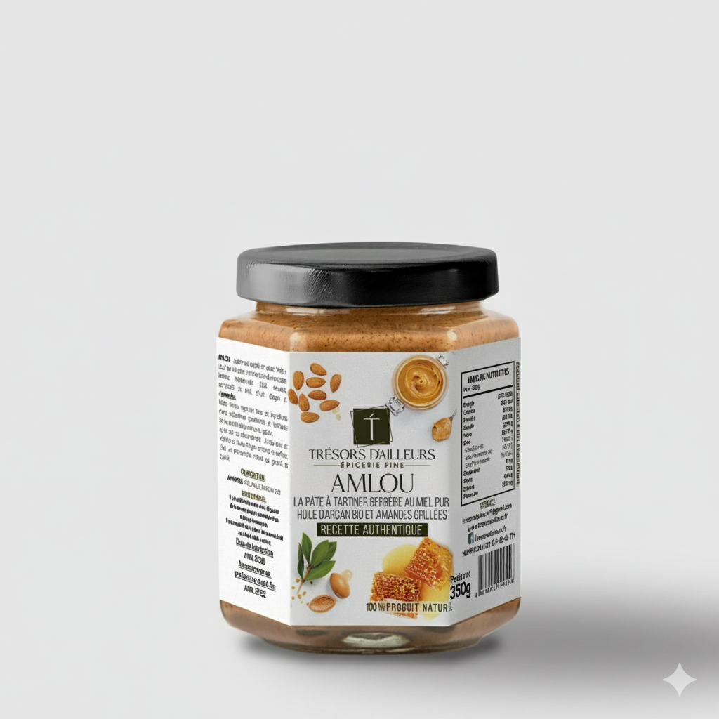 AMLOU 350gr – Pâte à tartiner traditionnelle aux amandes, huile d’argan et miel