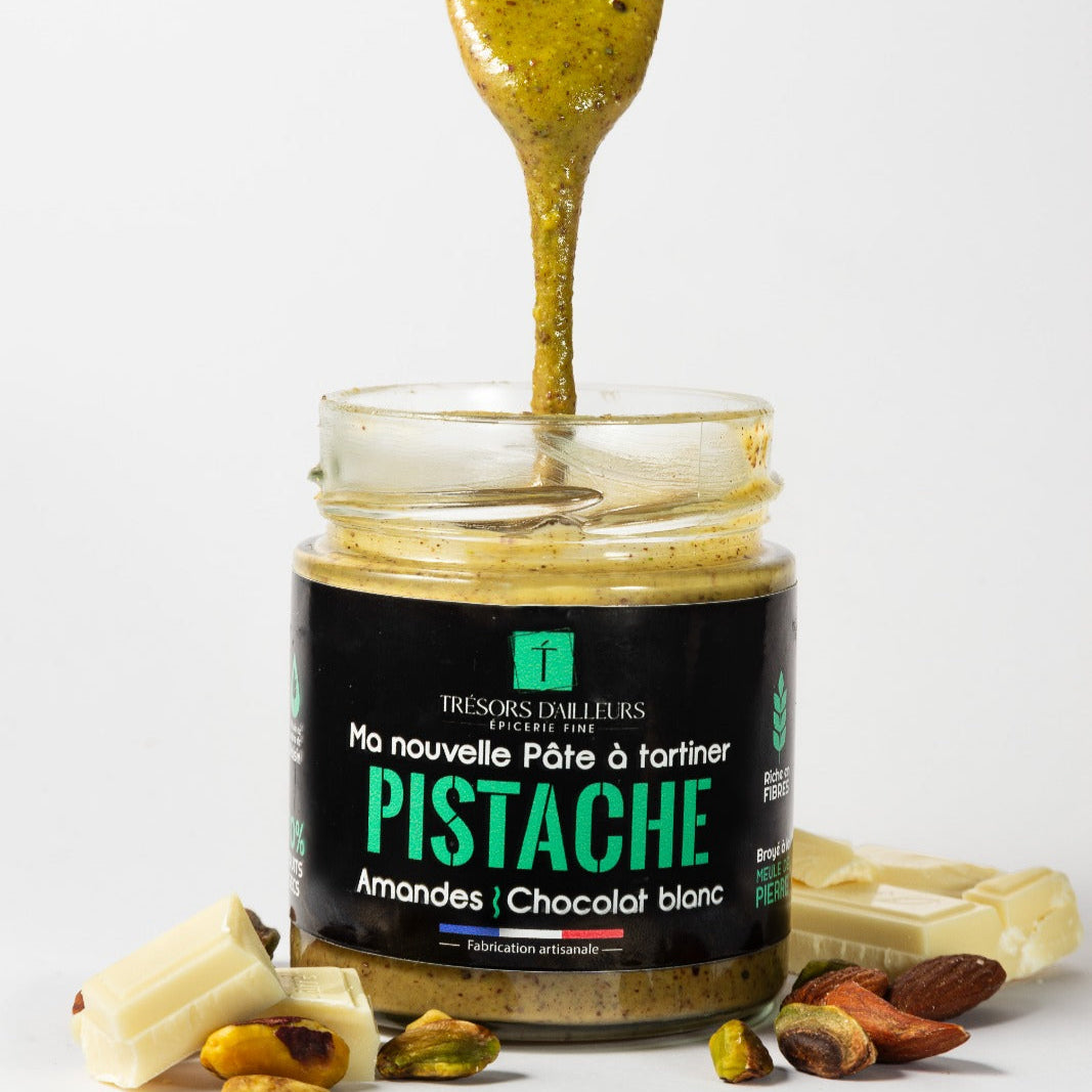 PISTACHE – Pâte à tartiner artisanale pistache, amande & chocolat blanc